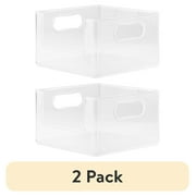 (2 pack) The Home Edit Open Front Bin Clear Plastic Modular Storage System Organizer 10in x10in x 6in