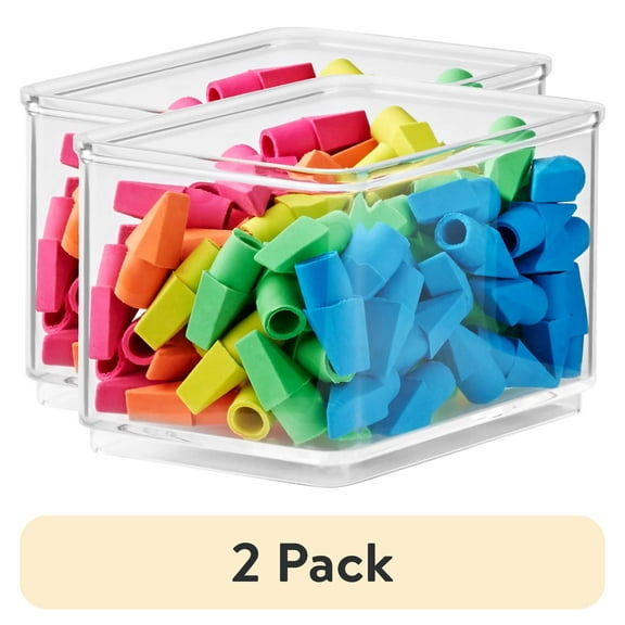 (2 pack) The Home Edit Small Clear Storage Bin Organizer Inserts, 2 Piece, 4.68" x 2.95" x 3.12"
