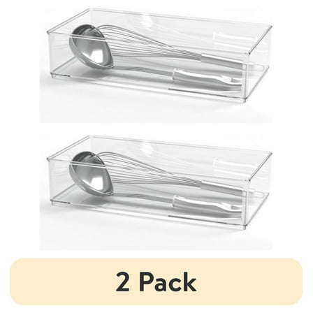 (2 pack) The Home Edit Wide XL Drawer Insert Cabinet Organizer, Clear, 12.5" x 6.25" x 2.95"