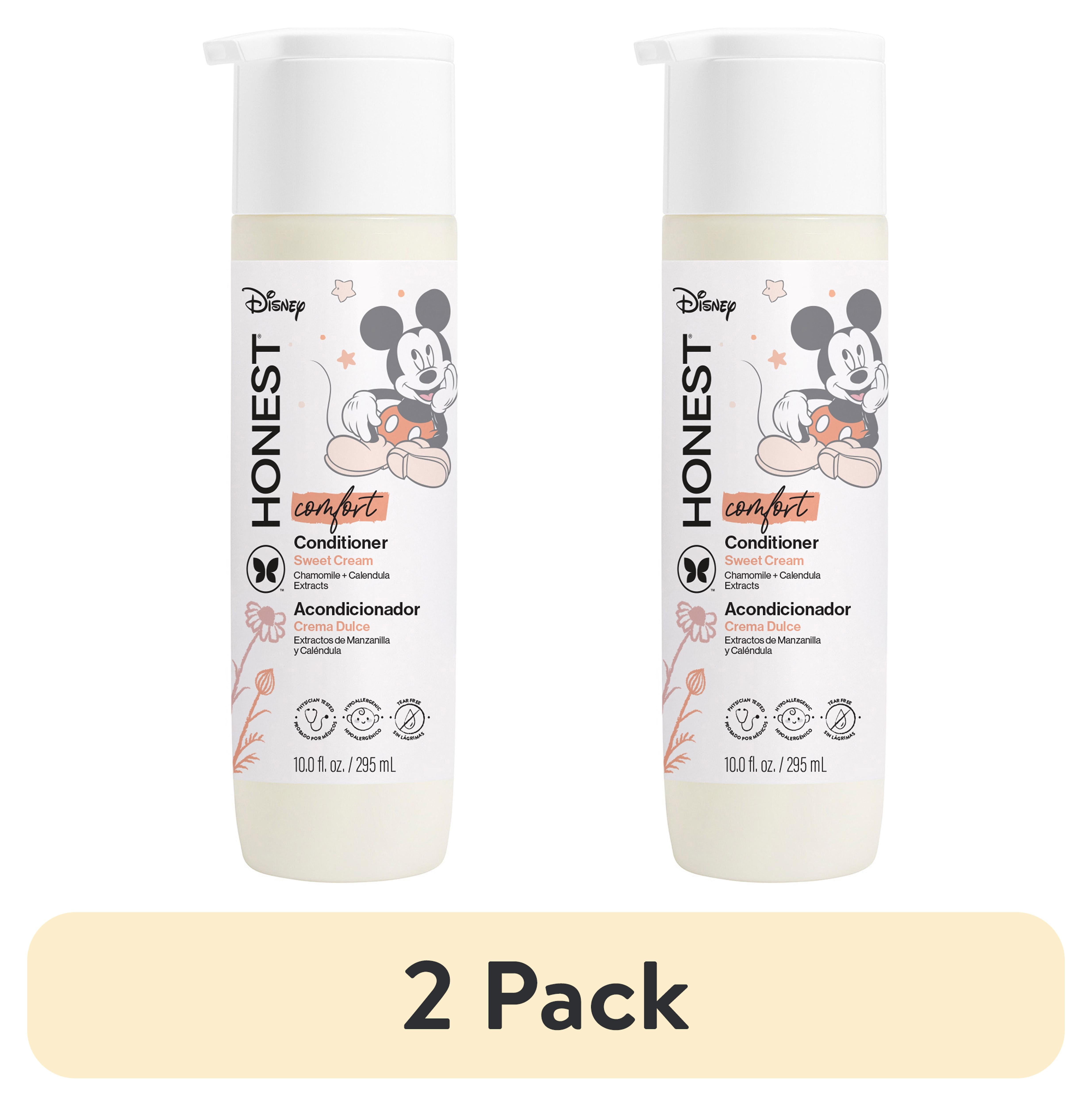 (2 pack) The Honest Company Silicone-Free Conditioner, Disney Mickey Mouse Comfort Sweet Cream, 10 fl oz