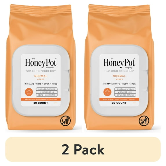 (2 pack) The Honey Pot Company Daily Normal Wipes, 30 count