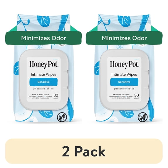 (2 pack) Honey Pot Intimate Wipes - Sensitive, 30 Count