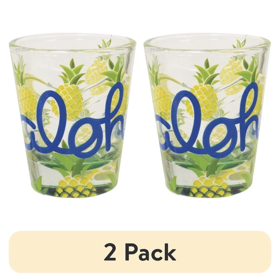 (2 pack) The Islander Group Color Wave Shot Glass Aloha Pineapple 1 Ounce