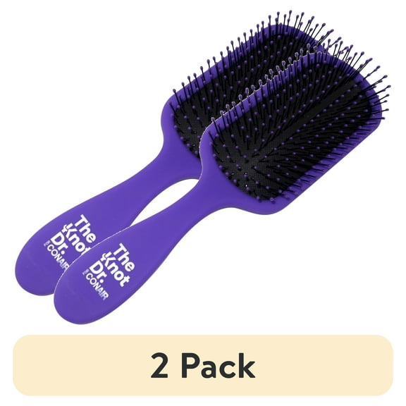 (2 pack) The Knot Dr. For Conair Pro Brite_Purple Wet and Dry Detangler Hairbrush