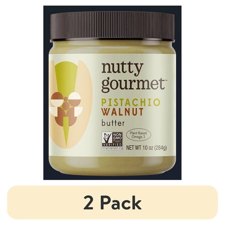(2 pack) The Nutty Gourmet Pistachio Walnut Butter - 10oz (Low-Sugar)