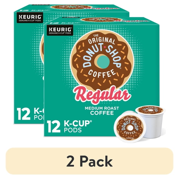 (2 pack) The Original Donut Shop, Regular Medium Roast K-Cup Coffee Pods, 12 Count