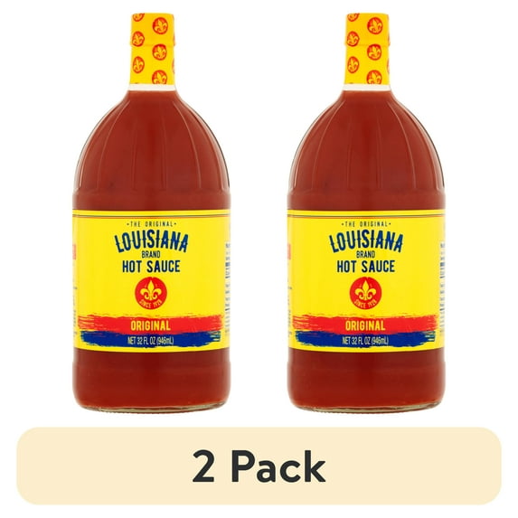 (2 pack) The Original Louisiana Brand Hot Sauce, Original Flavor, Shelf-Stable, 32 fl oz Bottle