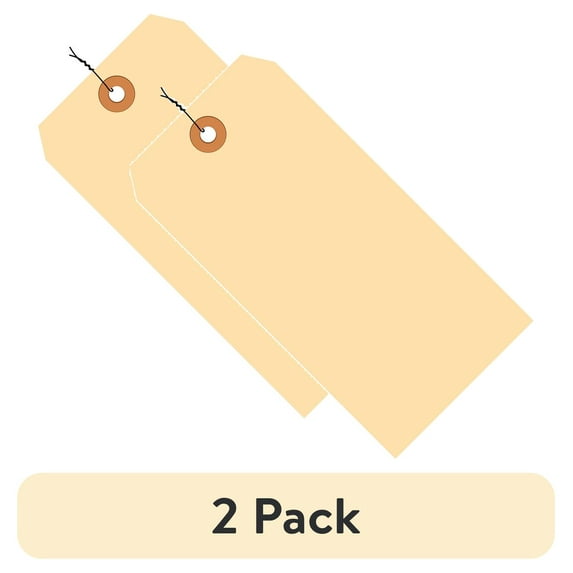 (2 pack) The Packaging Wholesalers Shipping Tags Pre-Wired 10 Pt. 5 1/4" x 2 5/8" Manila 1000/Case G30063