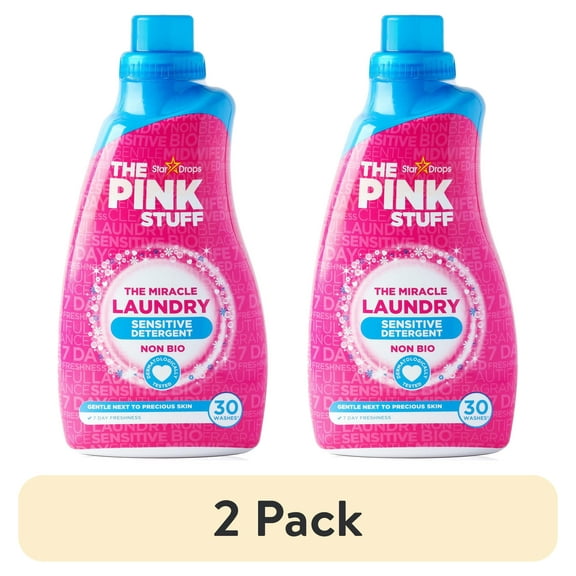 (2 pack) The Pink Stuff, Miracle Liquid Laundry Detergent for Sensitive Skin, Rhubarb Scent, 30 Loads