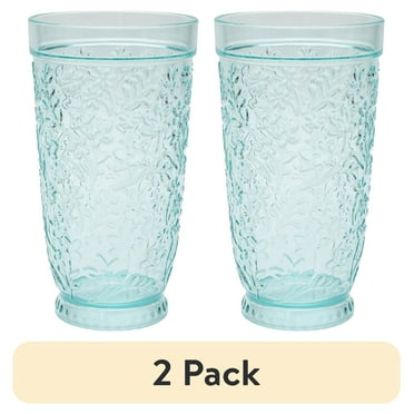 (2 pack) The Pioneer Woman 24-Ounce Embossed Tritan Ditsy Tall Tumbler, Teal