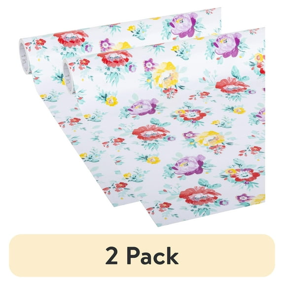 (2 pack) The Pioneer Woman Adhesive Laminate Liner 20 in. x 12 ft., Sweet Romance