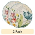 thumbnail image 1 of (2 pack) The Pioneer Woman Blooming Bouquet Blue Ceramic 8.75-inch Salad Plate, 1 of 3