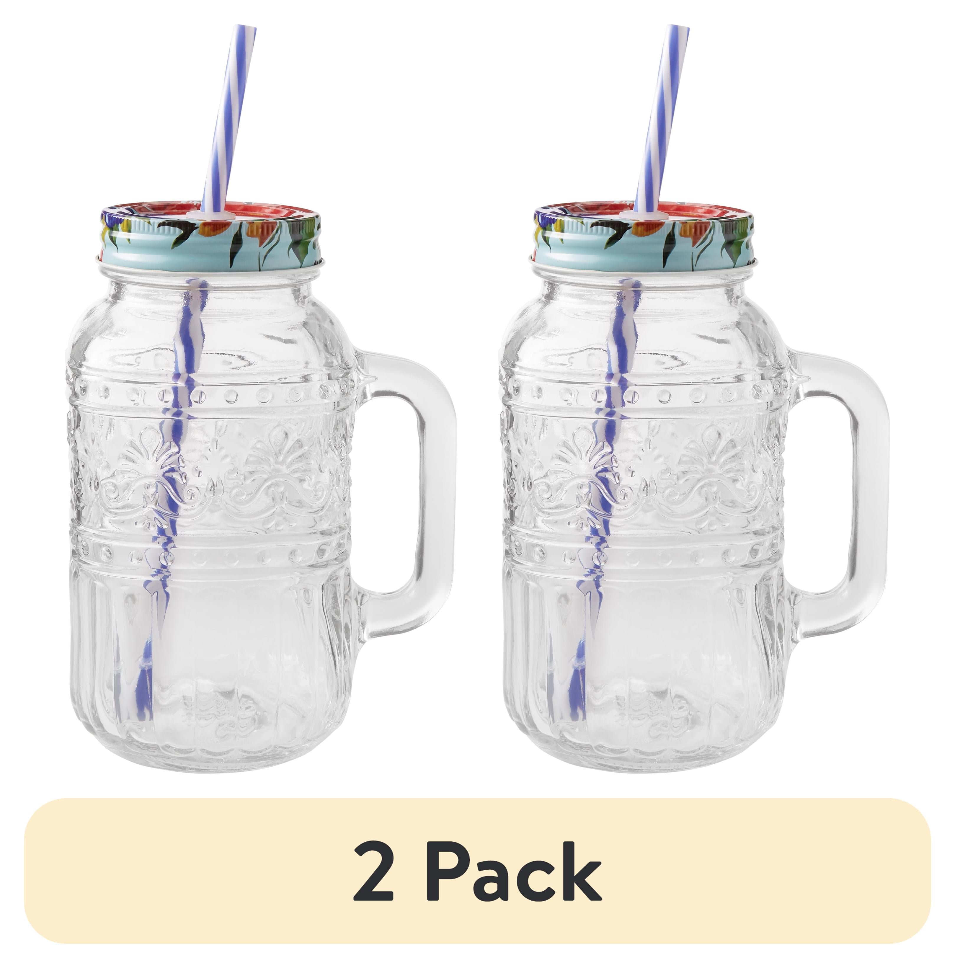 (2 pack) The Pioneer Woman Cassie 32-Fluid-Ounce Mason Jar Tumbler, Clear