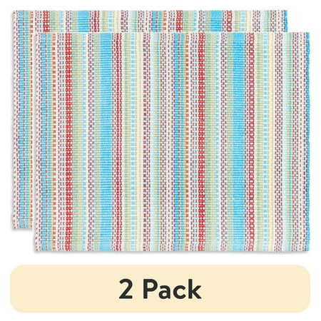 (2 pack) The Pioneer Woman Classic Chunky Stripe Placemat, Multicolor, 19"W x 14"L