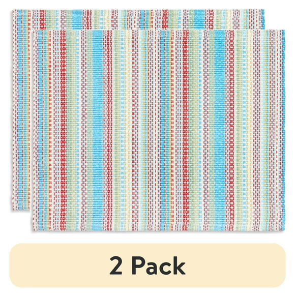 (2 pack) The Pioneer Woman Classic Chunky Stripe Placemat, Multicolor, 19"W x 14"L