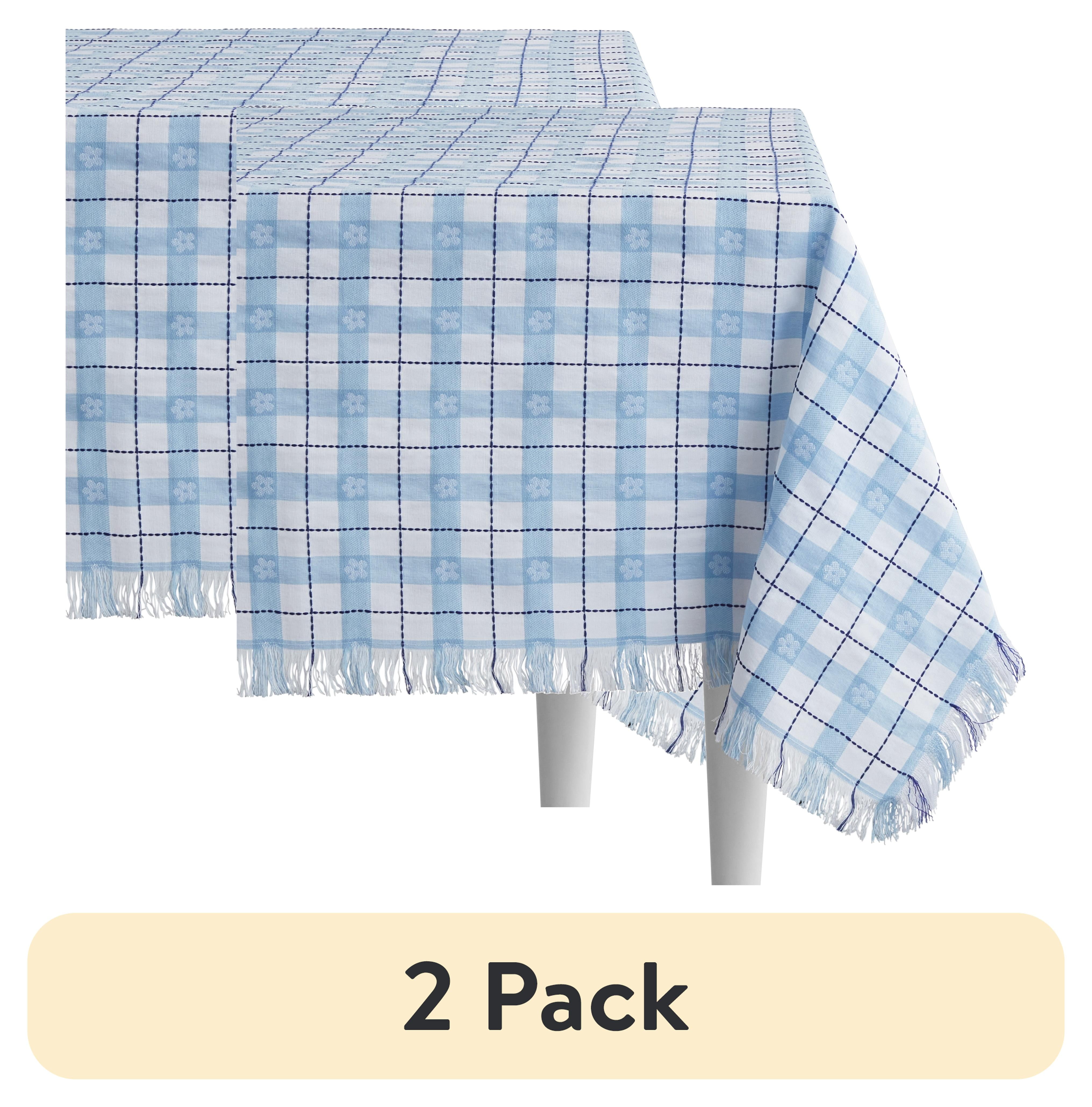 (2 pack) The Pioneer Woman Daisy Woven Fabric Tablecloth, Blue, 60" W x 102" L