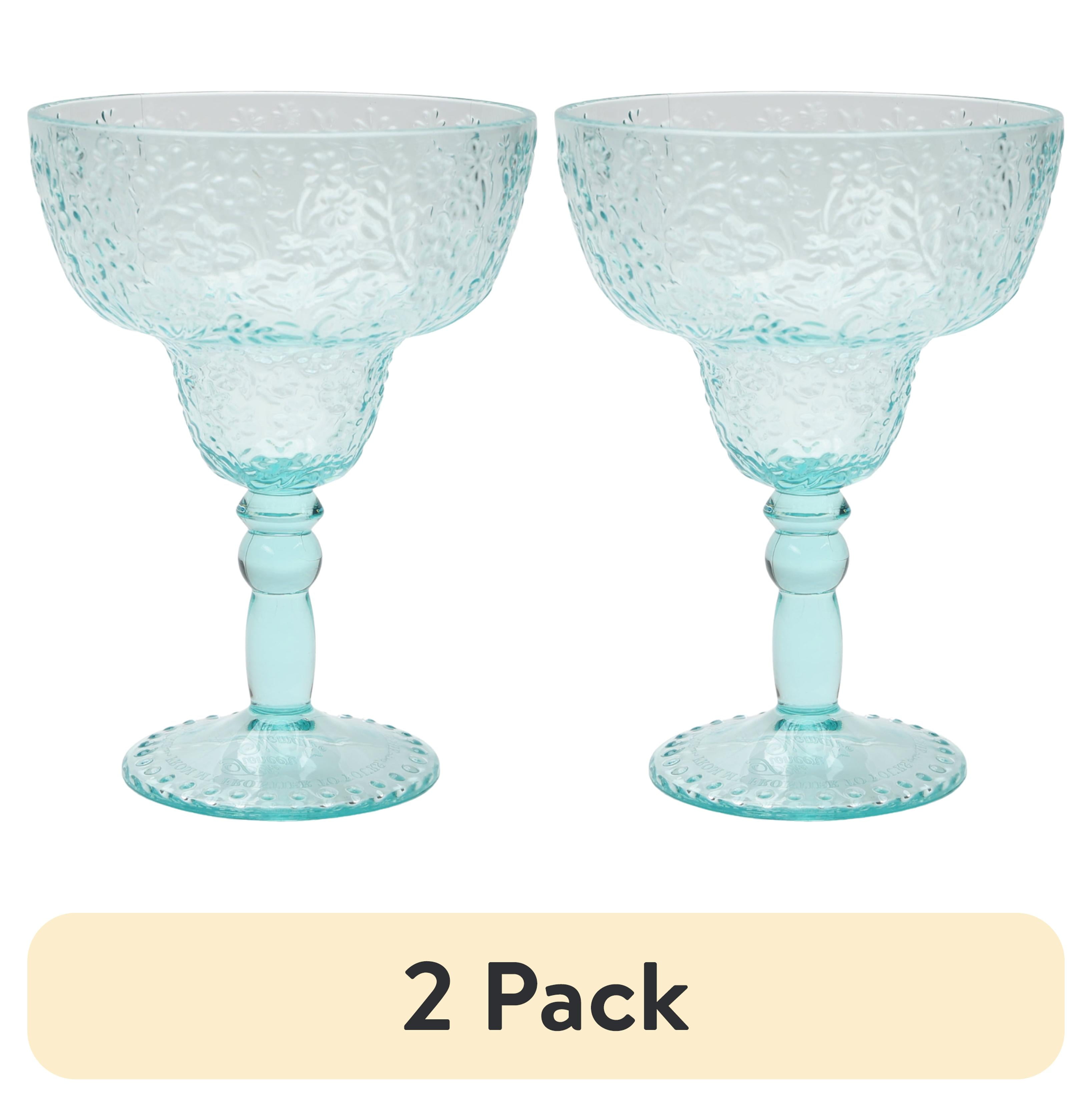 (2 pack) The Pioneer Woman Ditsy 14-Ounce Tritan Margarita Cocktail Glass, Teal