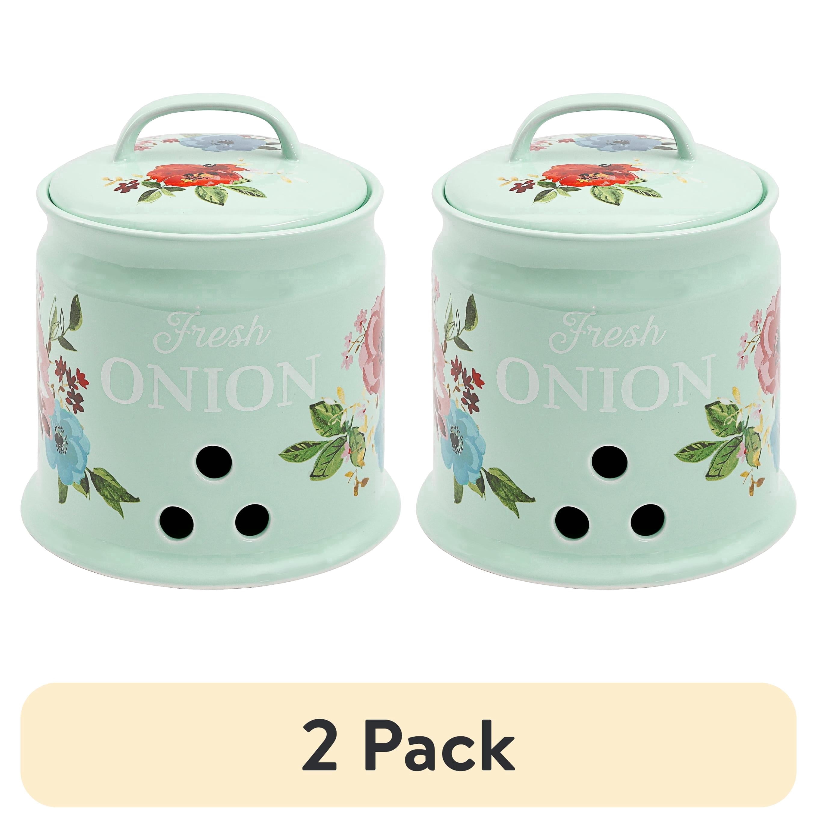 (2 pack) The Pioneer Woman Melody 7.8-inch Stoneware Onion Keeper