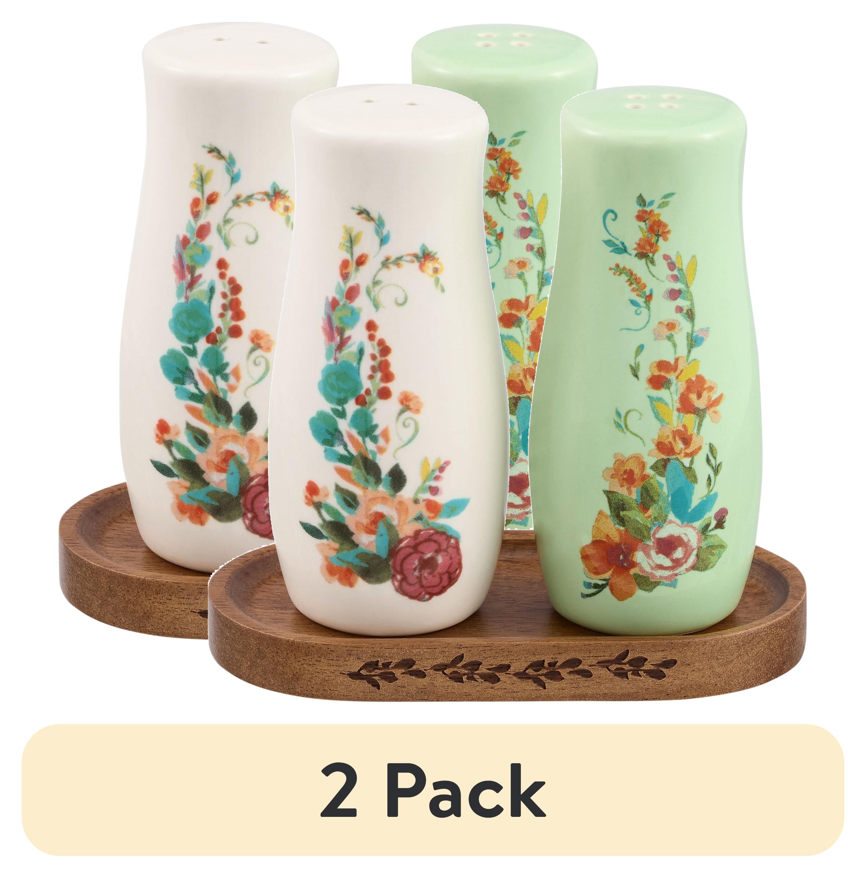 (2 pack) The Pioneer Woman Painted Meadow 3 Pieces Salt & Pepper ...