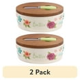 thumbnail interactive-video image 1 of (2 pack) The Pioneer Woman Ceramic Painted Meadow Butter Dish with Acacia Wood Lid and Serving Knife, Best Used for Everyday Kitchen Organization, 1 of 7