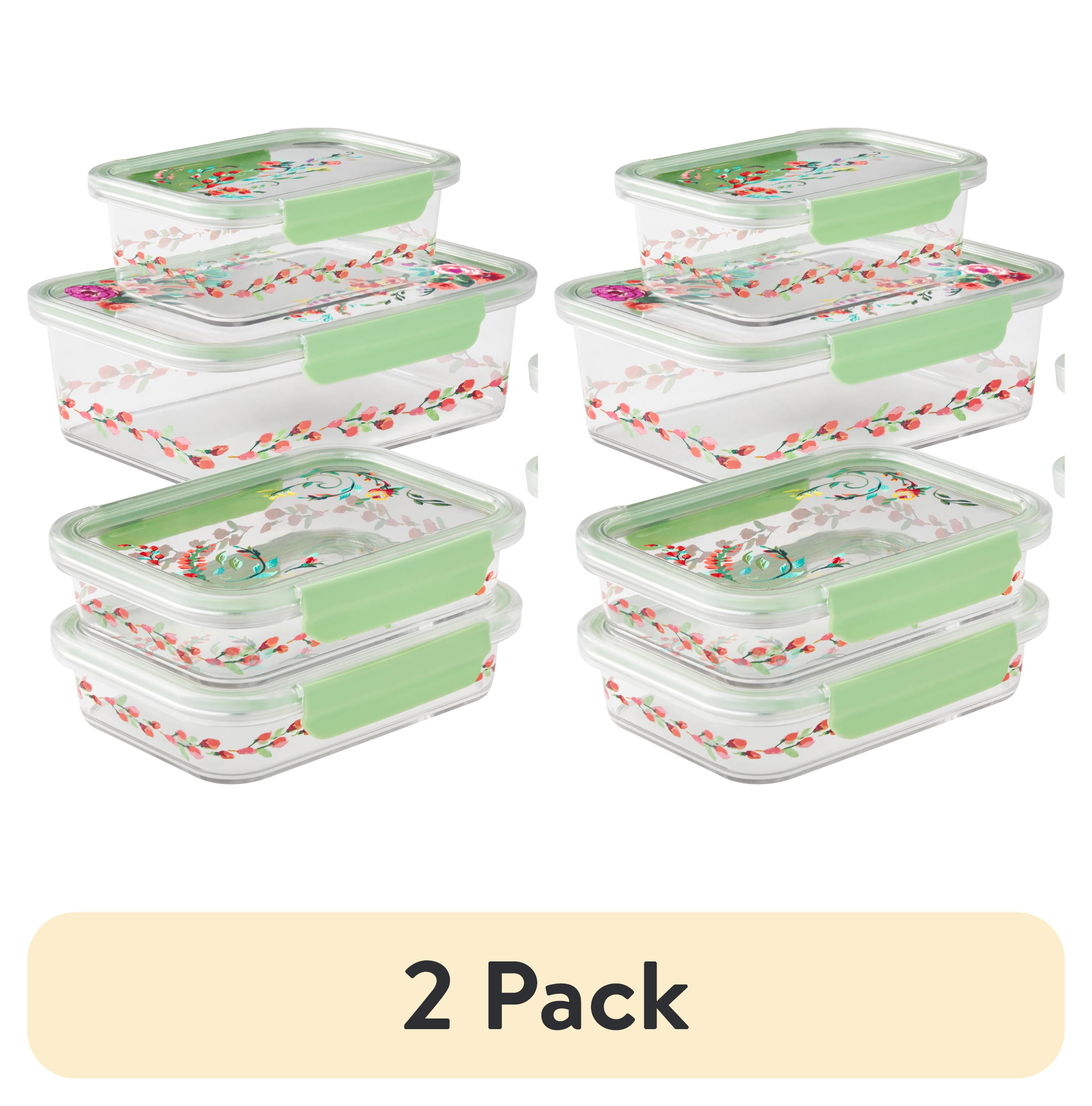 (2 pack) The Pioneer Woman Painted Meadow Rectangle Tritan Food Storage Containers with Tritan Lid. Set of 6, 12 Pieces - Walmart.com
