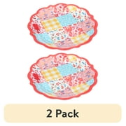 (2 pack) The Pioneer Woman Patchwork Medley Melamine Dinner Plate, Coral