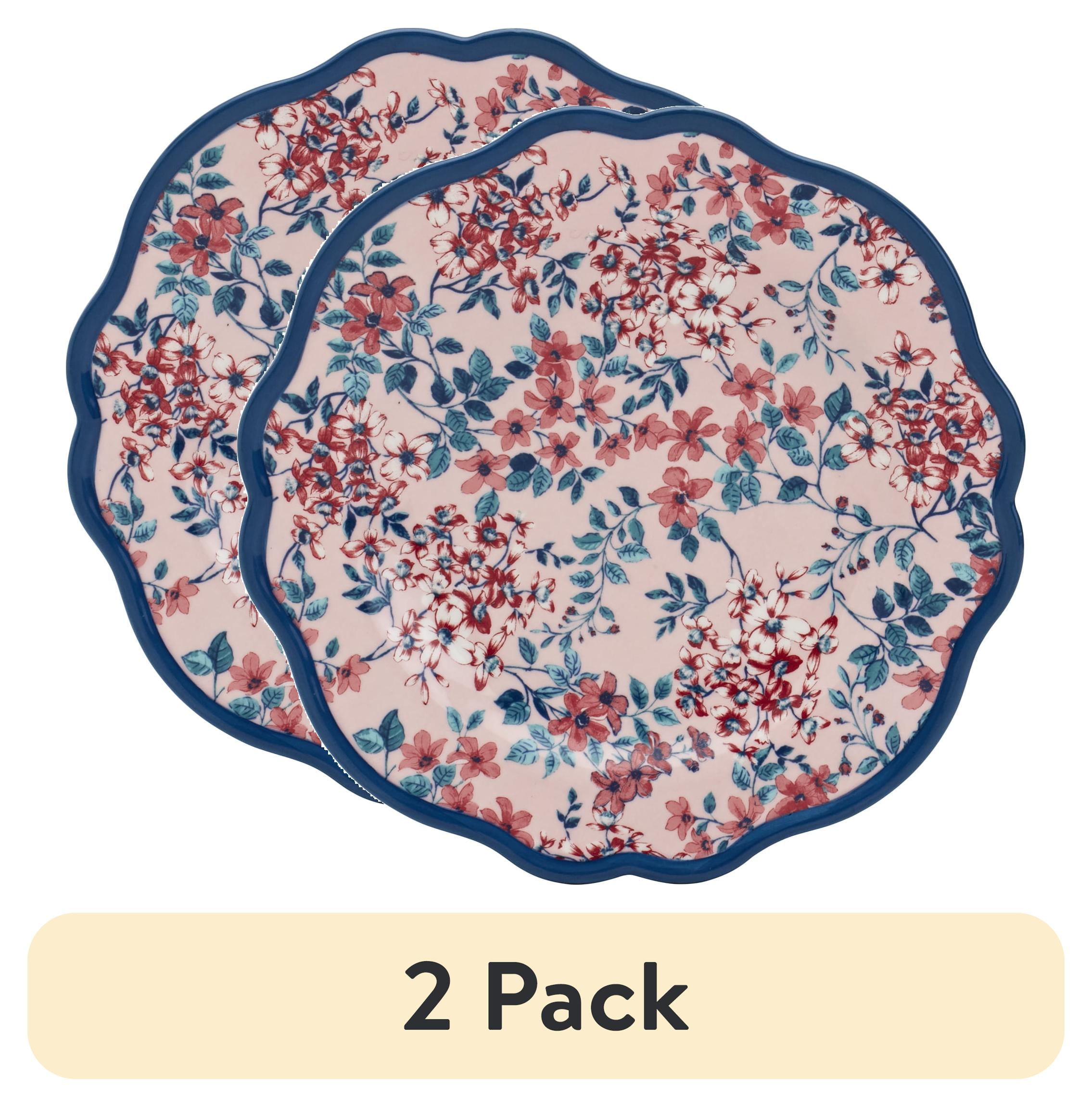 (2 pack) The Pioneer Woman Pretty Posies 8.75" Salad Plate - Blue Floral Stoneware