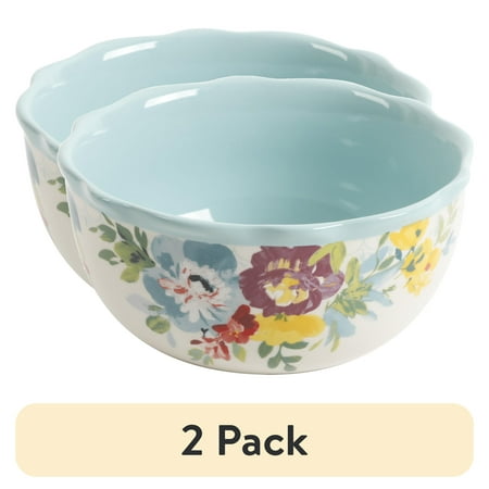 (2 pack) The Pioneer Woman Sweet Romance Blue Ceramic Bowl