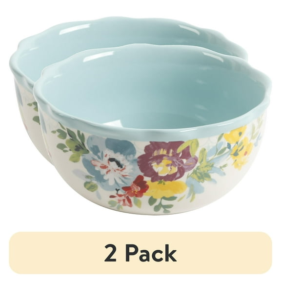 (2 pack) The Pioneer Woman Sweet Romance Blue Ceramic Bowl