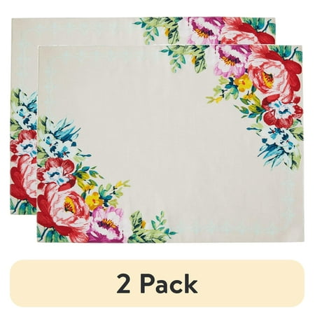(2 pack) The Pioneer Woman Sweet Romance Placemat, Multi-color, 14" x 19"
