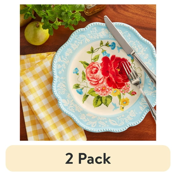 (2 pack) The Pioneer Woman Sweet Rose Ceramic 10.75-inch Dinner Plate
