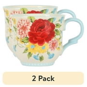 (2 pack) The Pioneer Woman Dinnerware 14.5 oz Nature & Floral Pink Sweet Rose Ceramic Mugs