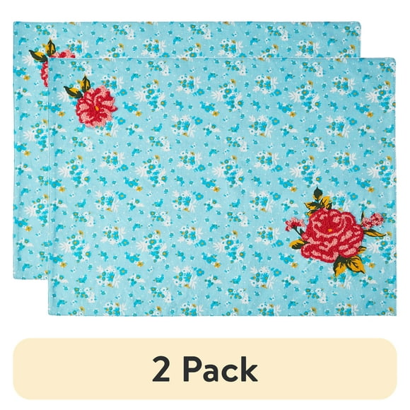 (2 pack) The Pioneer Woman Sweet Rose Placemat, Multicolor, 14"W x 19"L, 1 Piece