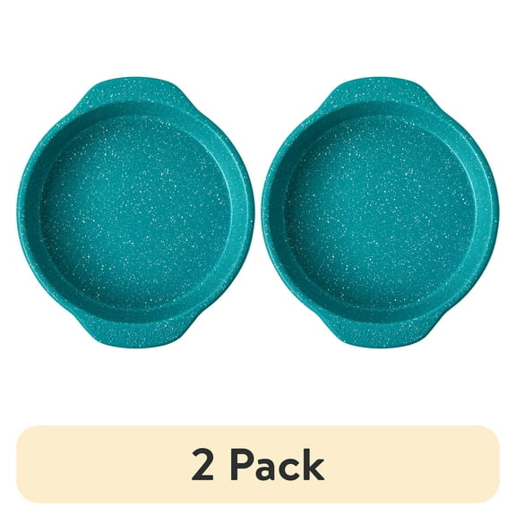 (2 pack) The Pioneer Woman Teal Speckle Timeless 9" Nonstick Aluminized Steel Round Cake Pan