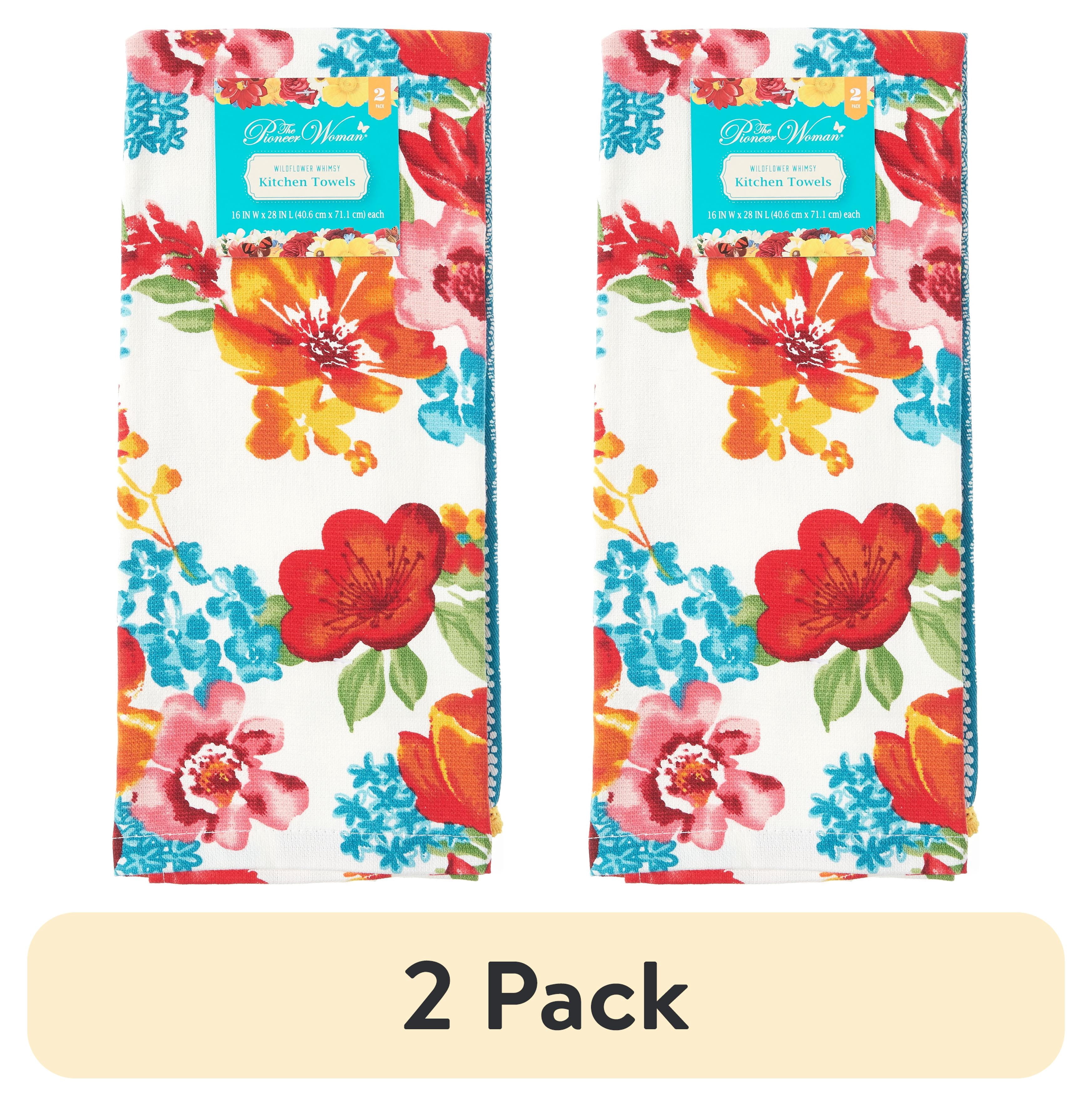 (2 pack) The Pioneer Woman Wildflower Whimsy Kitchen Towel Set, 2 Piece, Multicolor, 16 in x 28 in