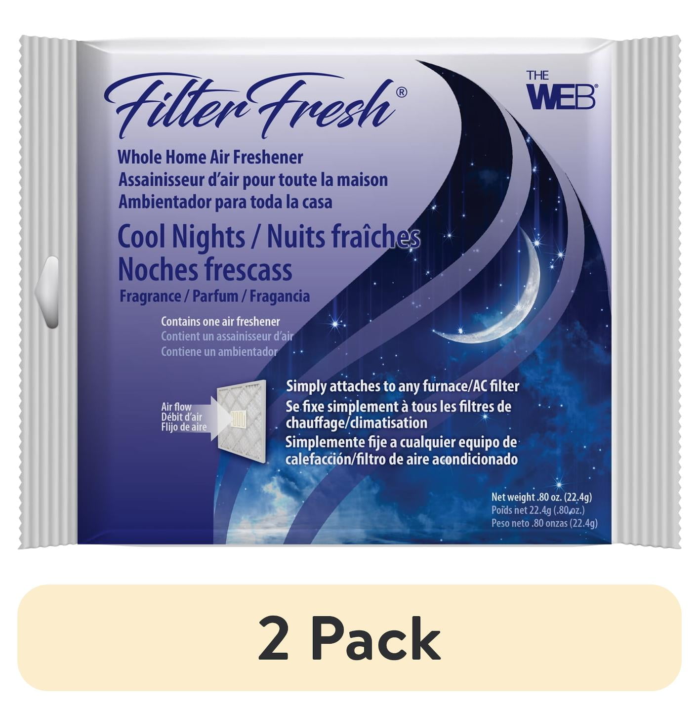 (2 pack) The WEB FilterFresh Whole Home Cool Nights Air Freshener. Filter scent attaches to any HVAC air filter.