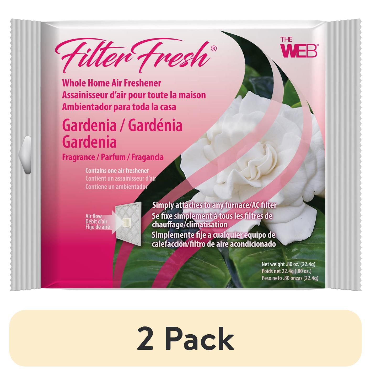 (2 pack) The WEB FilterFresh Whole Home Gardenia Air Freshener. Filter scent attaches to any HVAC air filter.