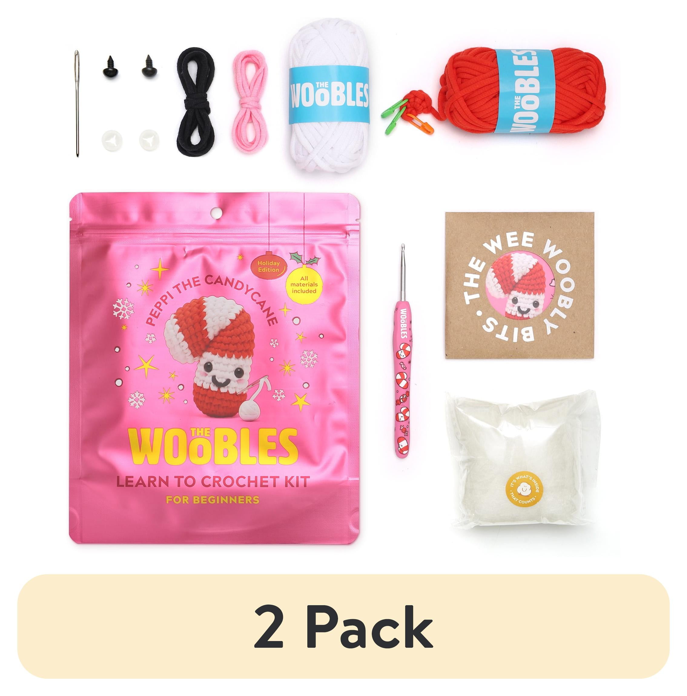 (2 pack) The Woobles Beginner Crochet Amigurumi Kits - Peppi the Candy Cane