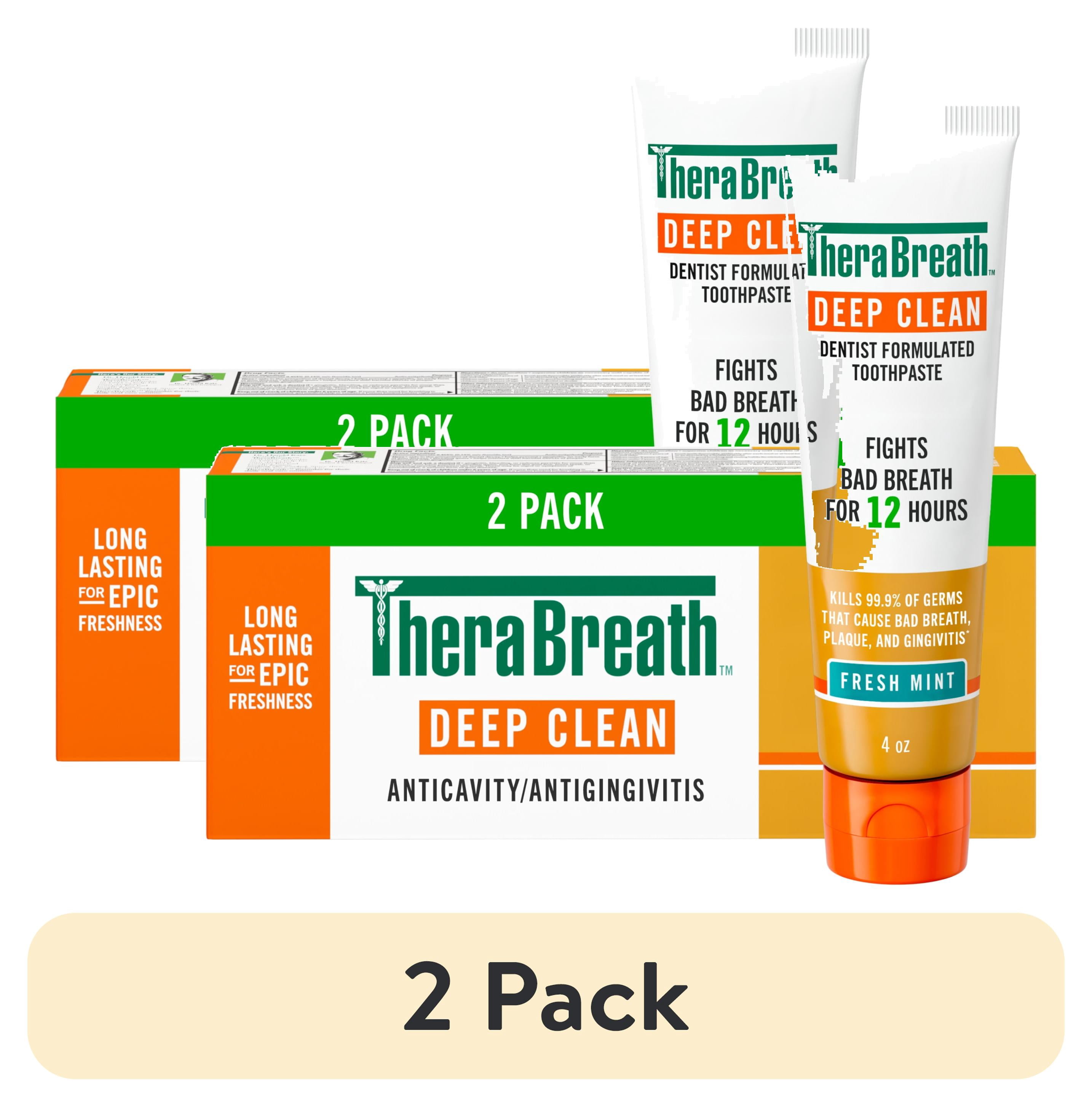 (2 pack) TheraBreath Deep Clean Toothpaste, Anticavity & Gingivitis Protection, Fresh Mint, 4 oz, 2-Pack