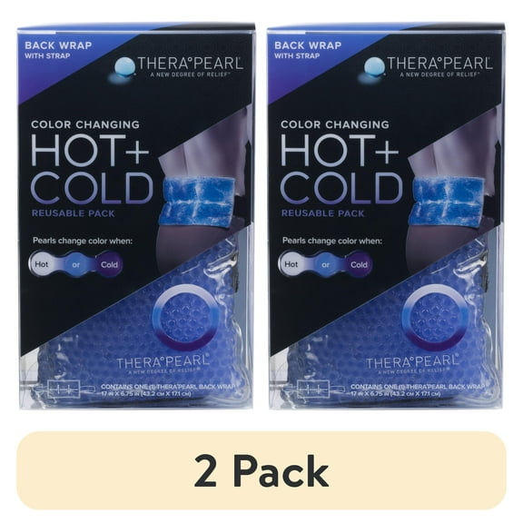 (2 pack) TheraPearl Back Wrap with Strap, Color Changing Hot + Cold Reusable Pack