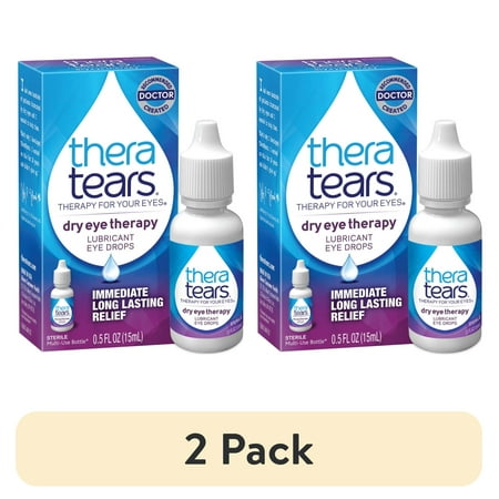 (2 pack) TheraTears Dry Eye Therapy Lubricating Eye Drops, Daily Use, 0.5 fl oz Bottle