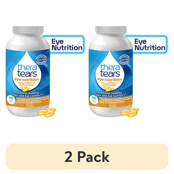 (2 pack) TheraTears 1200mg Omega 3 Supplement for Eye Nutrition, Daily Use, 90 Count