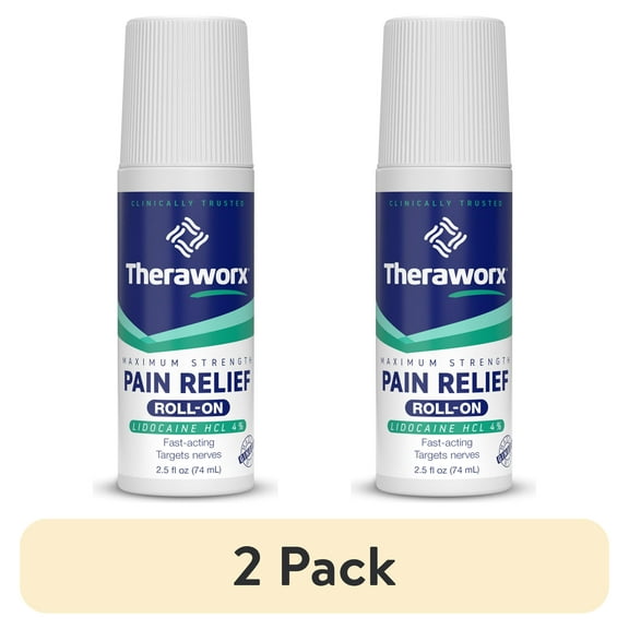 (2 pack) Theraworx Maximum Strength Pain Relief with Lidocaine, Topical Pain Relief