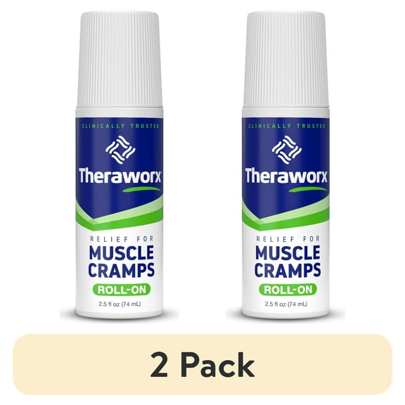 (2 pack) Theraworx Muscle Cramps Roll-On, Helps relieve Muscle Cramps & Spasm, with Magnesium Sulfate, 2.5 oz