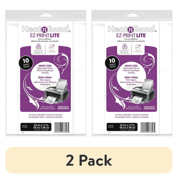 (2 pack) Heat N Bond EZ Print Fusible Sheets (10pk), 8-1/2in by 11in