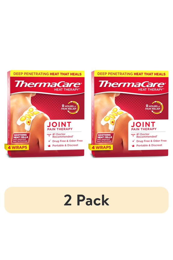 (2 pack) ThermaCare Joint Pain Therapy Heat Wraps, 4 Count, Pain Relief Patches