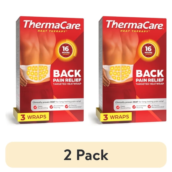 (2 pack) ThermaCare HeatWraps Lower Back Pain Therapy, Designed for Lower Back and Hip Pain, Size L – XL, 3 HeatWraps