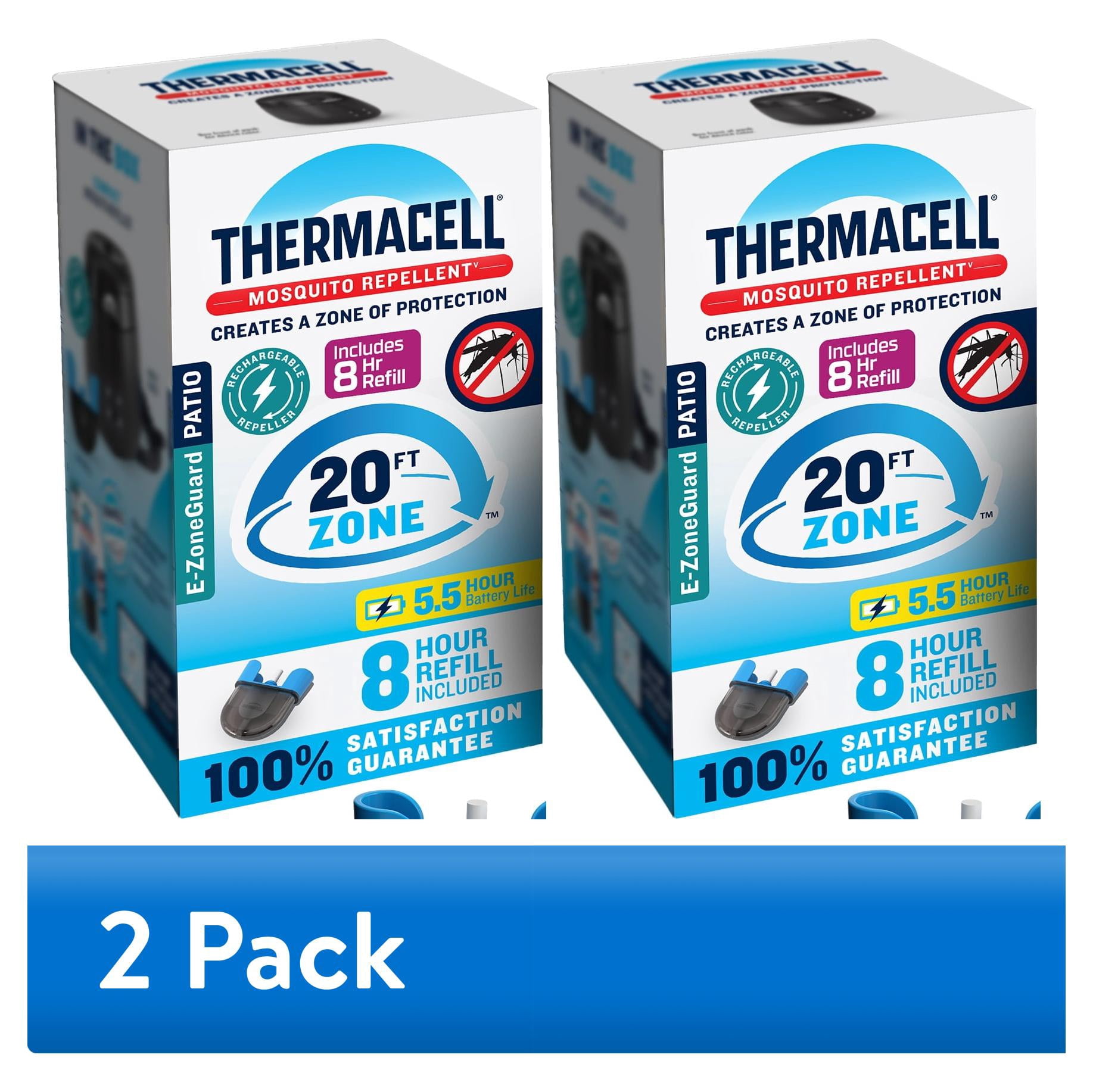 (2 pack) Thermacell E-ZoneGuard Patio Rechargeable Mosquito Repeller with 8-Hr Refill and 5.5-Hr Battery, Black