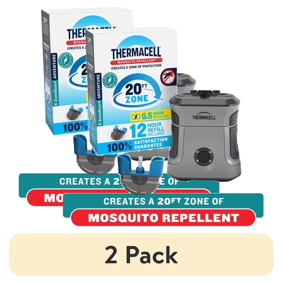 (2 pack) Thermacell E-ZoneGuard Adventure Rechargeable Mosquito Repeller with 12-Hr Refill and 5.5-Hr Battery
