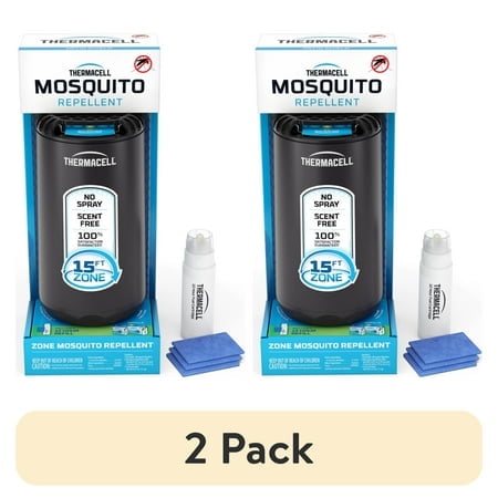 (2 pack) Thermacell Patio Shield Mosquito Repellent with 12-Hour Fuel Cartridge and 3 Repellent Mats, Graphite